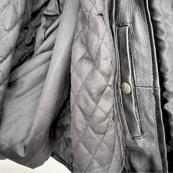 Unik Vintage Biker 80’s Fringe Leather Jacket Black Size M removable liner - Picture 8 of 13